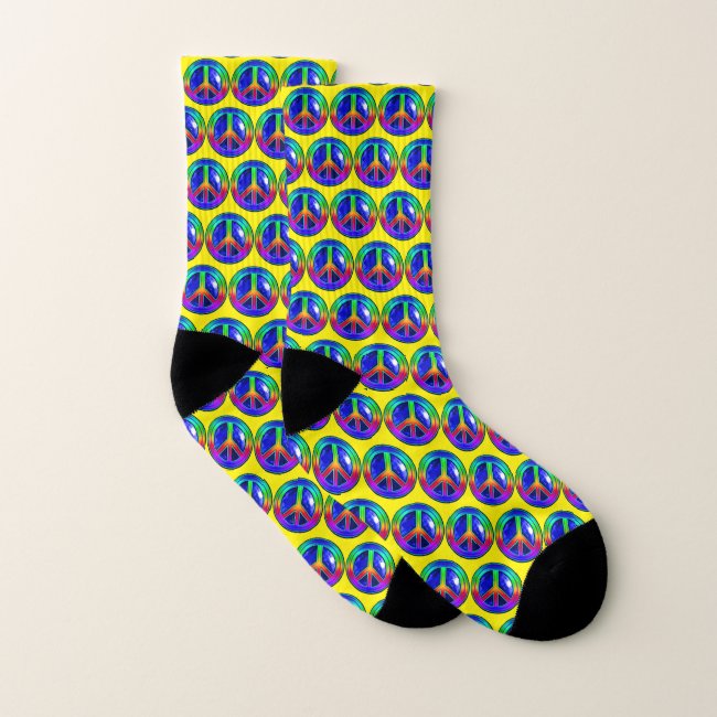 Peace Symbols Rainbow Pattern Socks