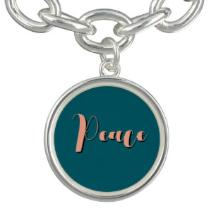 PEACE Teal Charm Bracelet