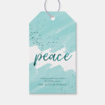 Peace | Teal Watercolor Christmas Gift Tags