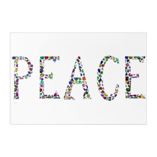Peace, the word 'PEACE' Gemstone Acrylic Print