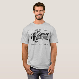 Peace Through Firepower seen in Aliens T-Shirt