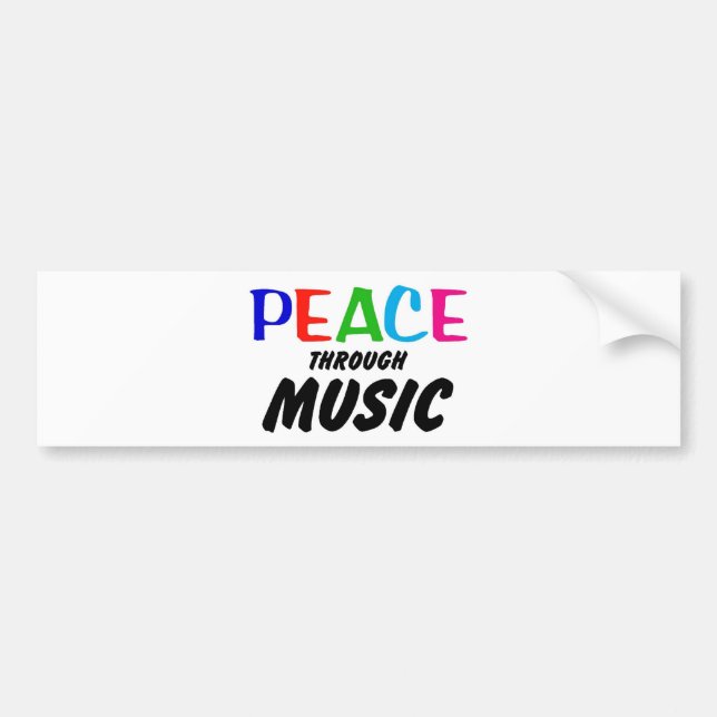 Peace Through Music (rainbow) Bumper Sticker (Front)