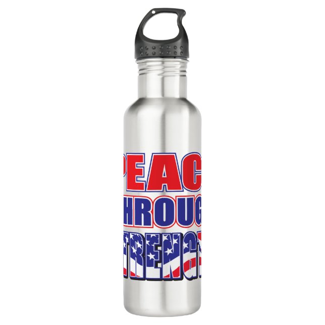 Peace Through Strength Trump Stainless Steel Water Bottle (Front)