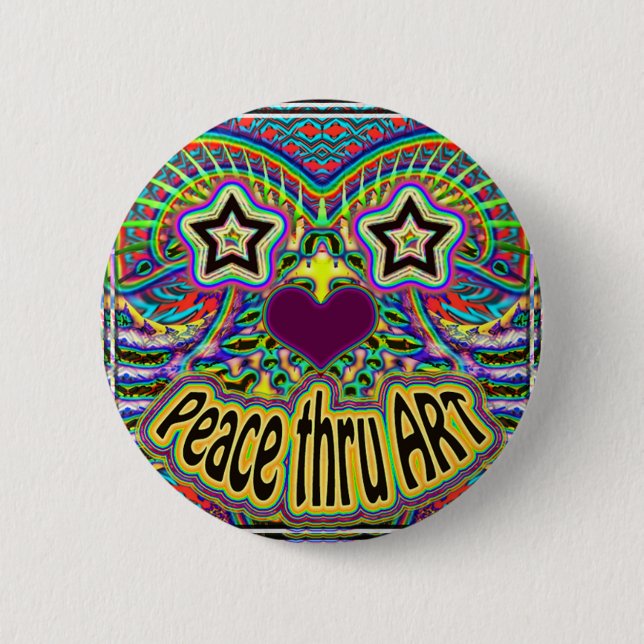 peace-thru-art-star-face button (Front)