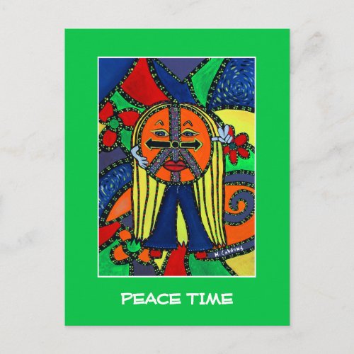 Peace Time On Bright Green - Time Pieces Postcard