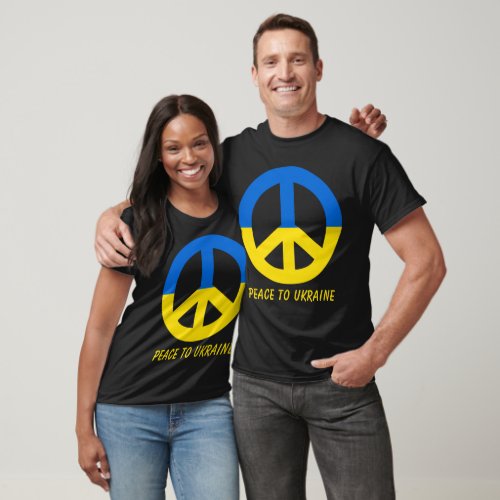 Peace to Ukraine Flag Peace Symbol T_Shirt