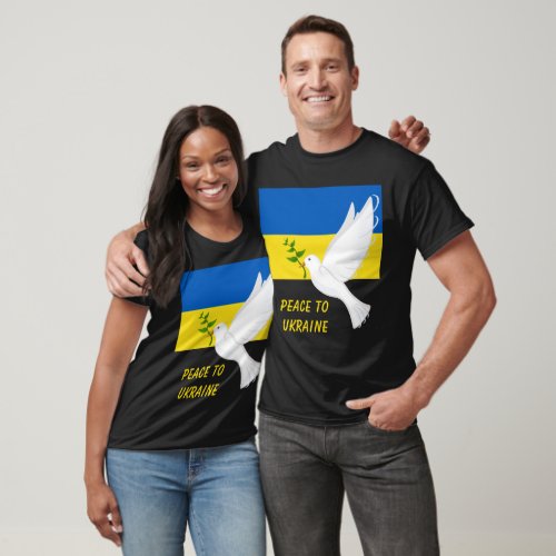 Peace to Ukraine Flag White Dove Peace Symbol T_Shirt