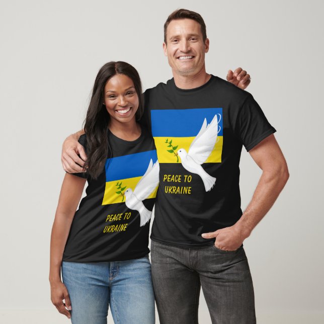 Peace to Ukraine Flag White Dove Peace Symbol T-Shirt (Unisex)