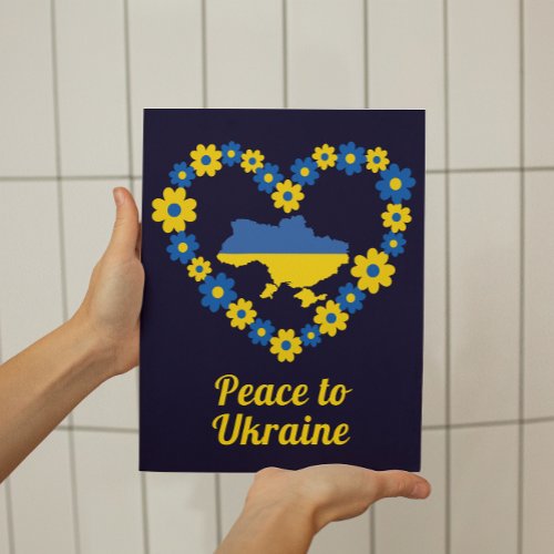 Peace to Ukraine Floral Wreath Flag Map Small Poster