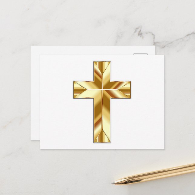 Peace to You, Gold Cross Postcard (Front/Back In Situ)