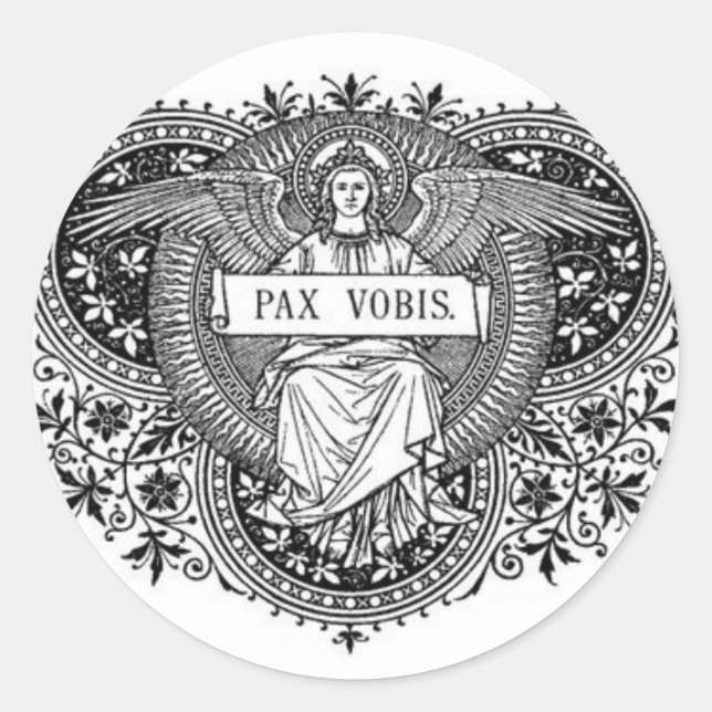 Peace to You Pax Vobis Latin Angel Classic Round Sticker (Front)