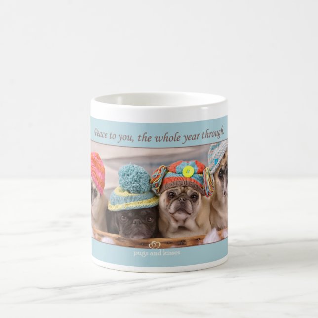 Peace to You Winter Pug Mug by Pugs and Kisses (Center)