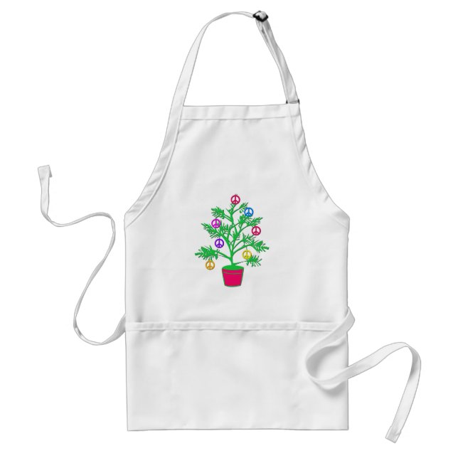 Peace Tree Holiday Tree with Peace Symbols Adult Apron (Front)