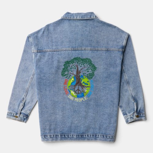 Peace Tree Love _ Environmental Protection Earth D Denim Jacket
