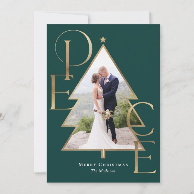 Peace Tree Modern Holiday Photo Card (Front)