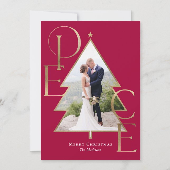 Peace Tree Modern Holiday Photo Card (Front)