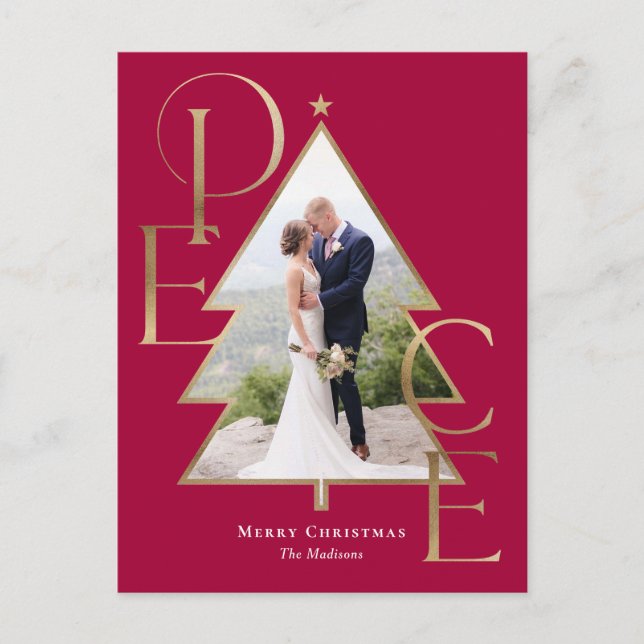 Peace Tree Modern Holiday Photo Card Postcard (Front)