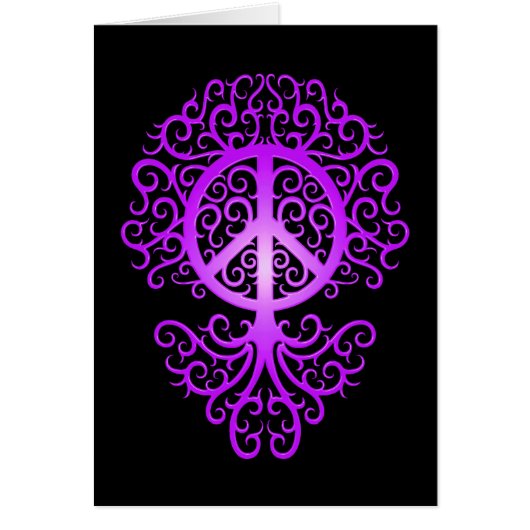 Peace Tree, purple and black Cards (Front)