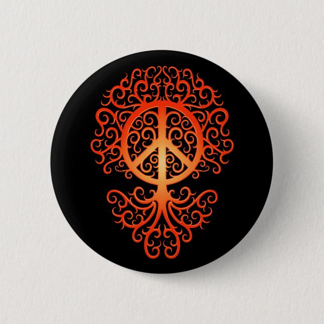 Peace Tree, red and black Button (Front)
