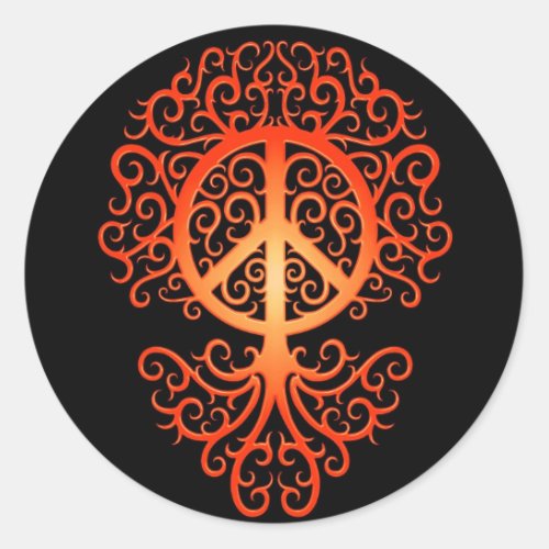 Peace Tree red and black Classic Round Sticker