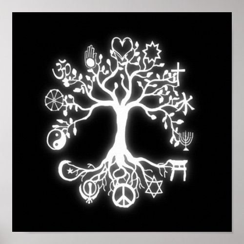 Peace Tree _ White Glow Poster
