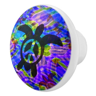 Peace Turtle Ceramic Knob