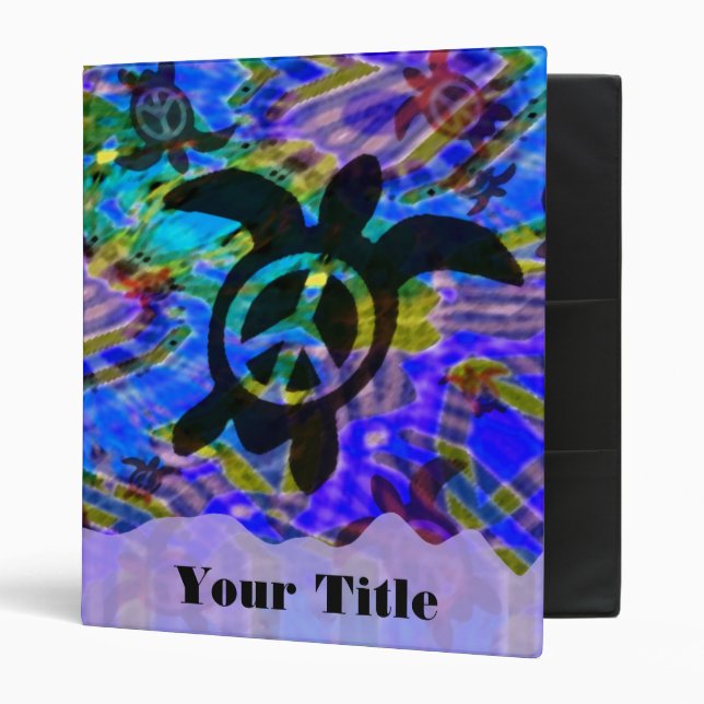 Peace Turtle Customizable 1" Art Binder (Front/Inside)