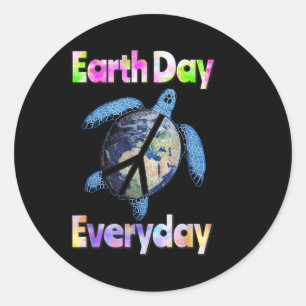 Peace Turtle Earth Day Everyday Turtle Watercolor Classic Round Sticker