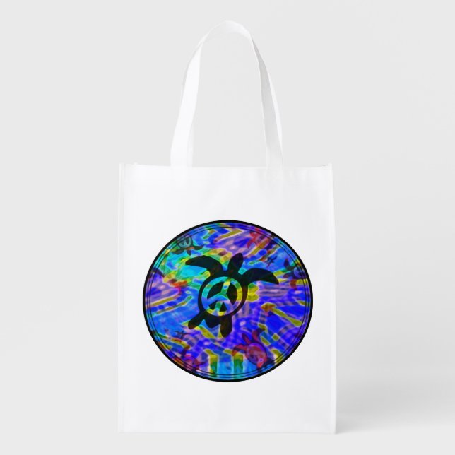 Peace Turtle Grocery Bag (Front)