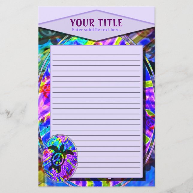 Peace Turtle Lined Stationery (Front)