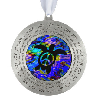 Peace Turtle Pewter Ornament