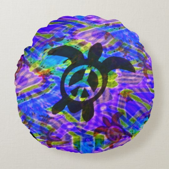 Peace Turtle Round Pillow