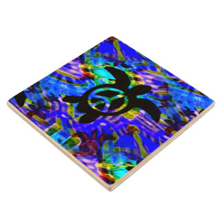 Peace Turtle Wood Coaster