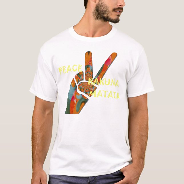 Peace two finger salute:  Basic T-Shirt Template (Front)