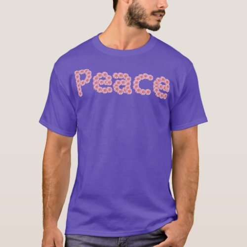 Peace Typography in Pink Daisy Flowers T_Shirt