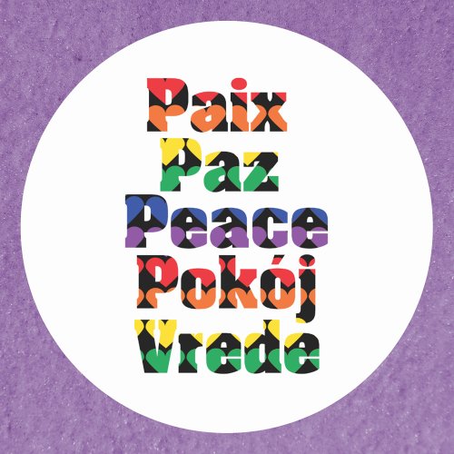 Peace Typography Rainbow Hearts Classic Round Sticker