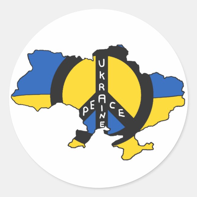 Peace Ukraine Flag Map Classic Round Sticker (Front)