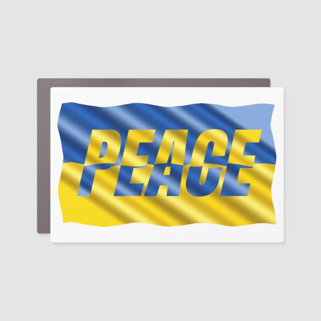PEACE Ukraine Ukrainian Flag No War Anti War Car Magnet (Front)
