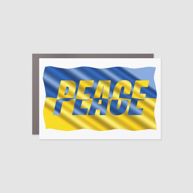 PEACE Ukraine Ukrainian Flag No War Blue & Yellow Car Magnet (Front)