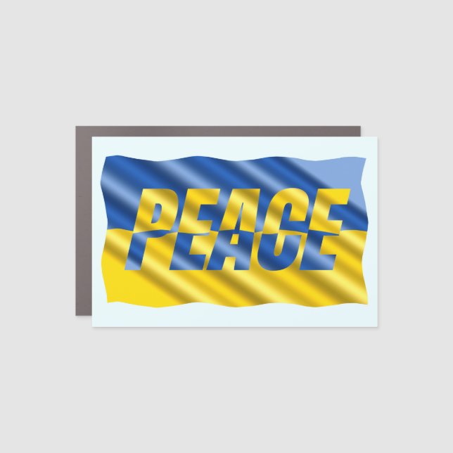 PEACE Ukraine Ukrainian Ukraine Flag No War Car Magnet (Front)