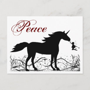Peace Unicorn and Fairy Winter Holiday Greeting Postcard