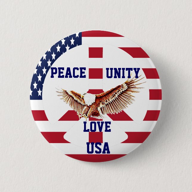 Peace,Unity,Love,USA_Button Pinback Button (Front)