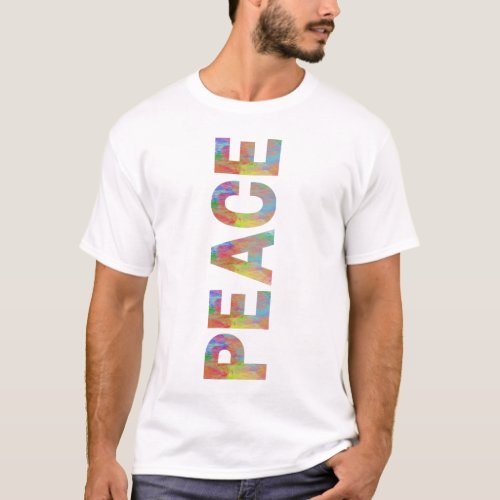 Peace Vertical Colorful Text Design T_Shirt