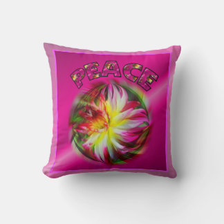 Peace Vibrant Dahlia Flower Inspirational Throw Pillow