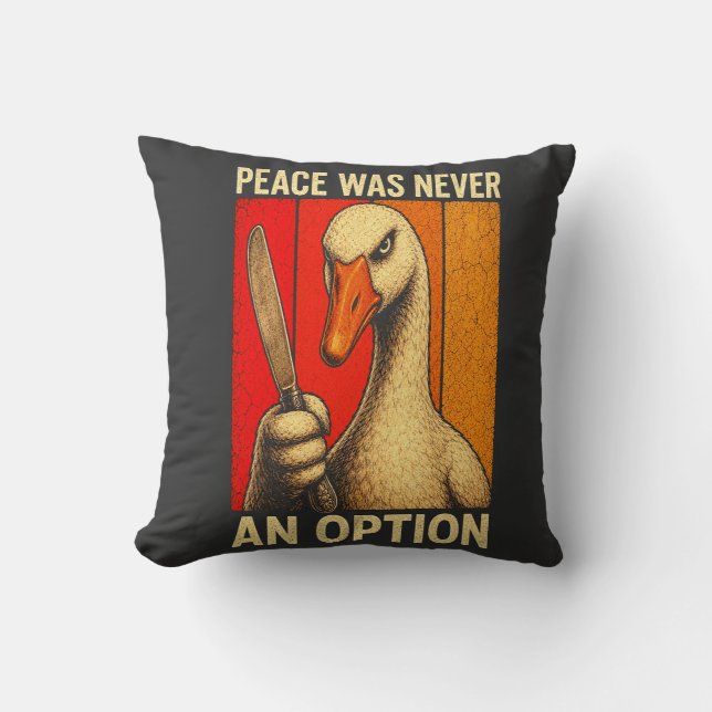 Peace Was Never An Option Goose Retro Sunset Meme Throw Pillow (Front)