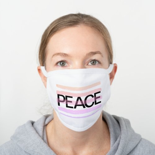 Peace Watercolor Stripes White Cotton Face Mask