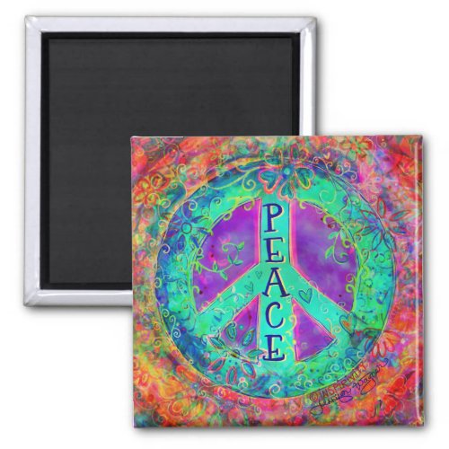 Peace Whimsical Pretty Colorful Floral Inspirivity Magnet