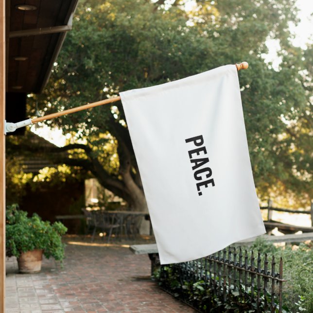 Peace white and black minimalist anti war protest house flag (In SItu)