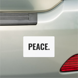 Peace white and black text minimalist anti war car magnet