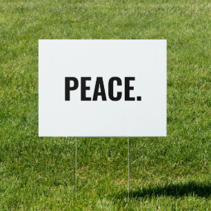 Peace white and black text minimalist anti war sign